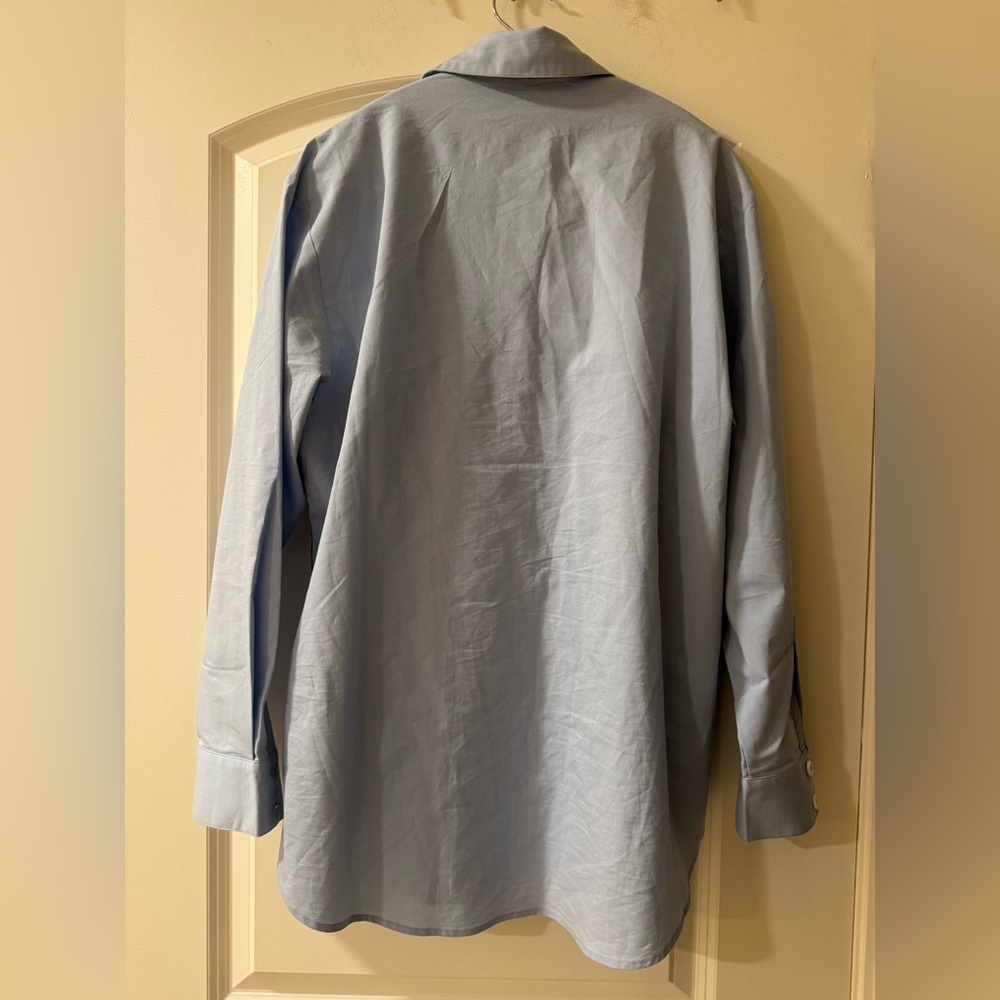 Asymmetrical Blue Denim Patchwork Oversized Shirt - image 3